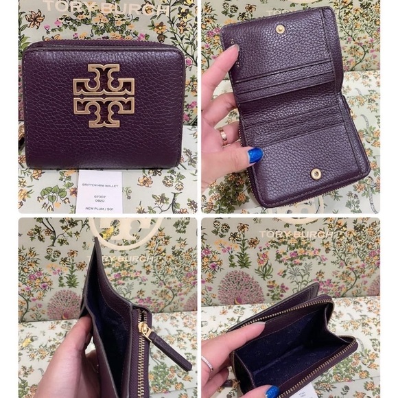 Tory Burch Britten Medium Wallet in Plum - Picture 5 of 5
